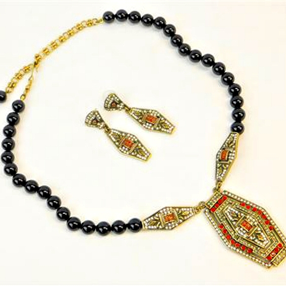 Heidi Daus Jewelry - Heidi Daus Art Deco Style Necklace & Earring Set EUC